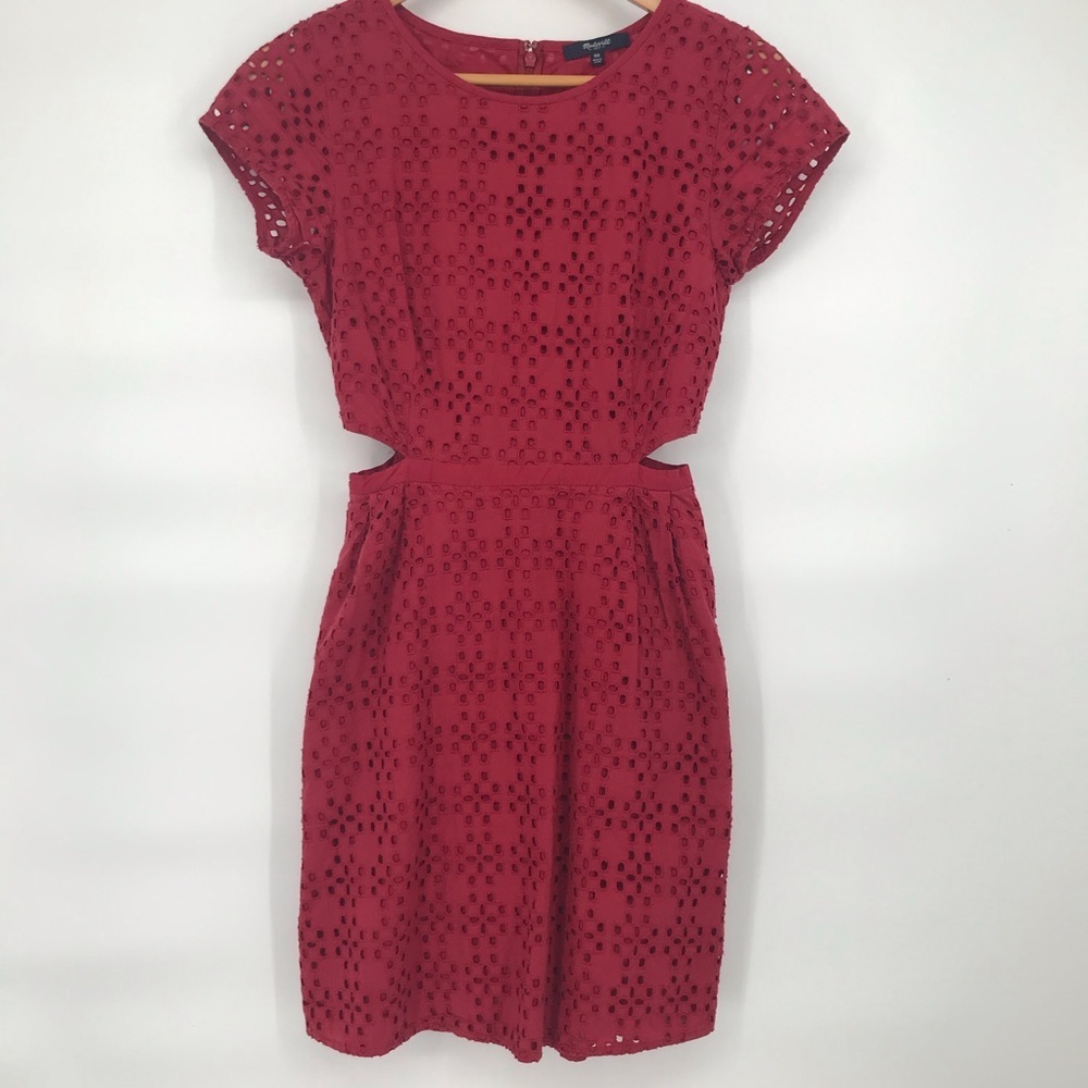 Madewell Dusty Red Eyelet Cut Out Dress